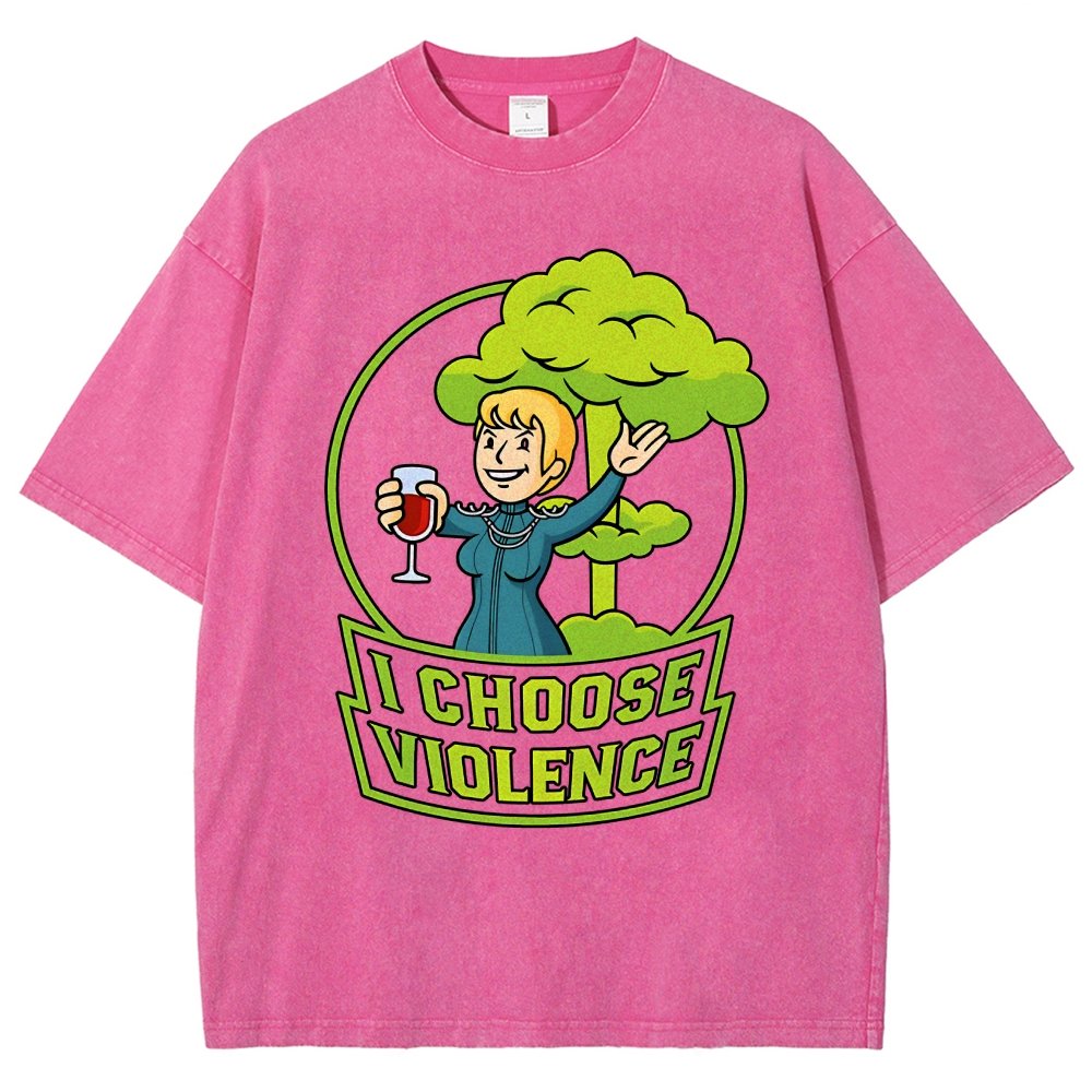 I Choose Violence & Green Atomic Vintage Distressed T-shirt