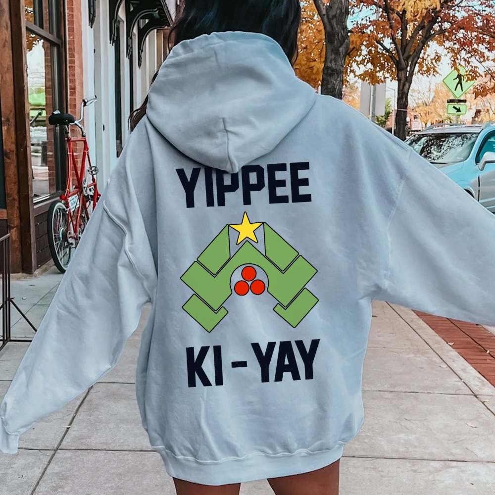YIPPEE KI-YAY Printed Back Unisex Cotton Hoodie
