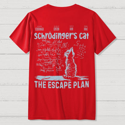 Schrodinger's Cat Escape Plan Interesting Physics Science Back-printed Geek T-shirt