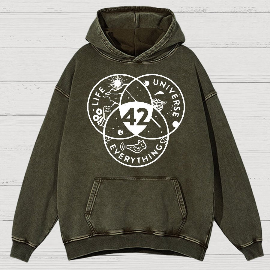 42 Answer To Life The Universe Vintage Distressed Hoodie