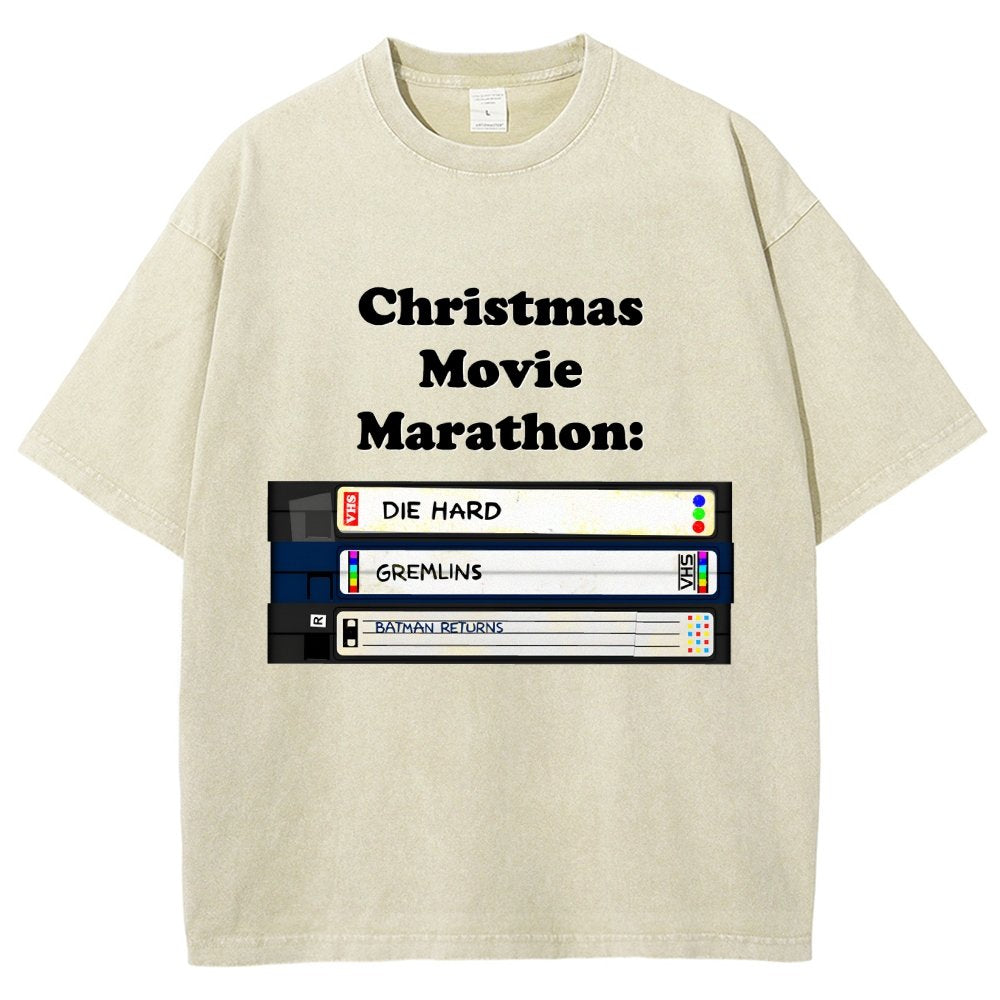 Christmas Movie Marathon Vintage Distressed T-shirt
