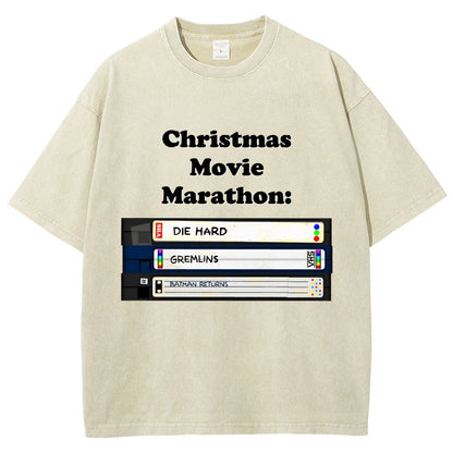 Christmas Movie Marathon Vintage Distressed T-shirt