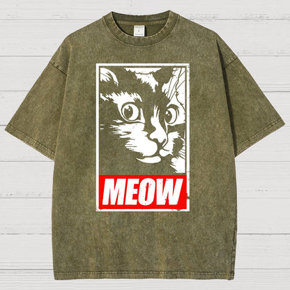 Meow！！Vintage Distressed T-shirt