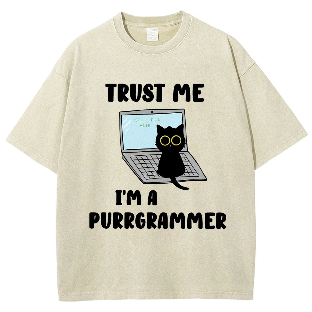 I'm A Purrgrammer Funny Cat Nerdy Vintage Distressed T-shirt