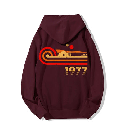 Retro Vintage Desert Planet Printed Back Unisex Cotton Hoodie