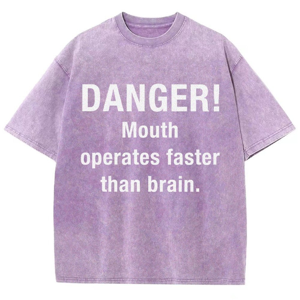 Danger Mouth Works Faster Than Brain Vintage Distressed T-shirt