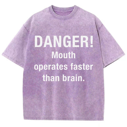 Danger Mouth Works Faster Than Brain Vintage Distressed T-shirt