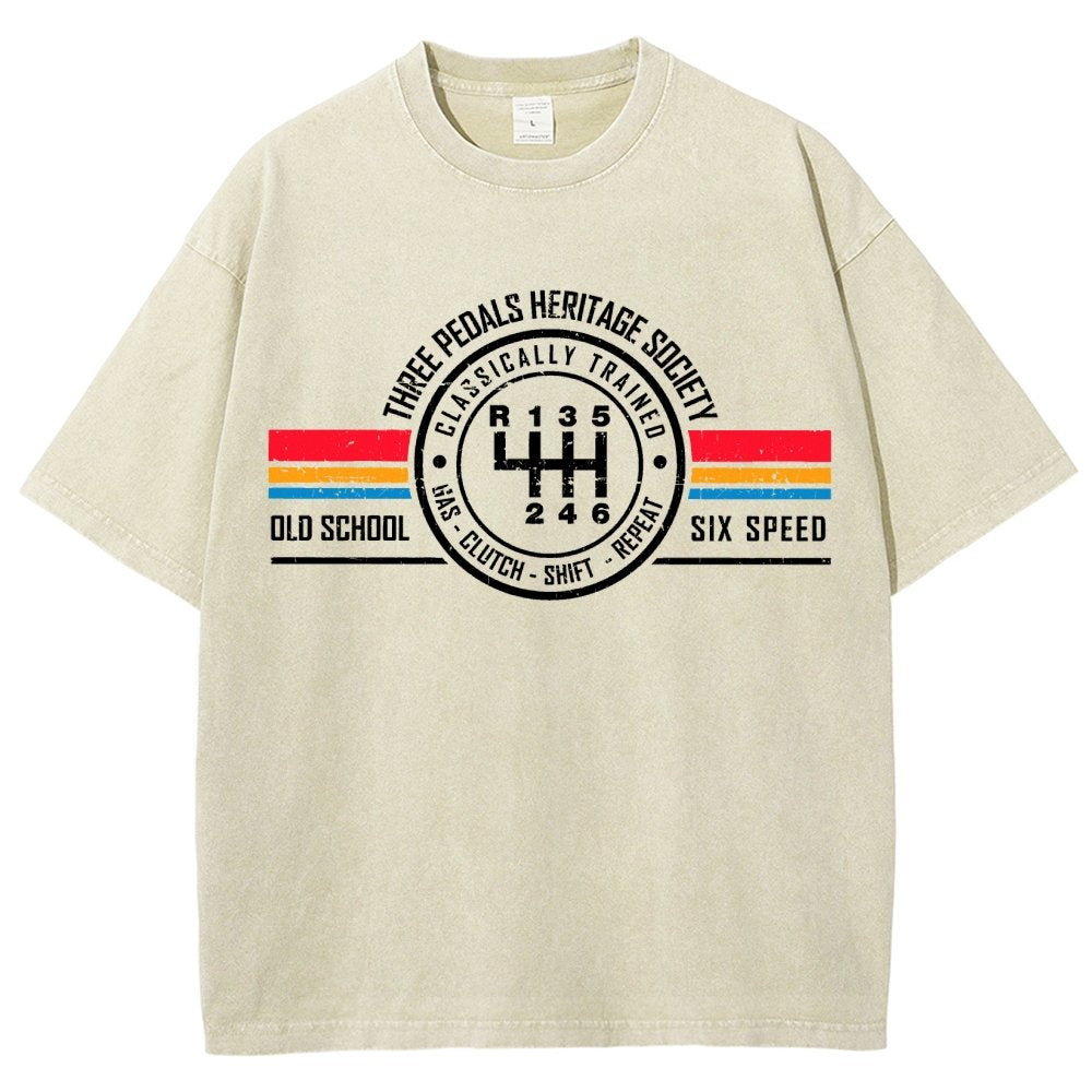 Three Pedals Heritage Society Vintage Distressed T-shirt