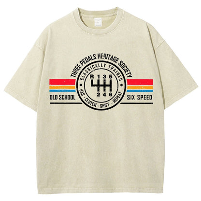 Three Pedals Heritage Society Vintage Distressed T-shirt