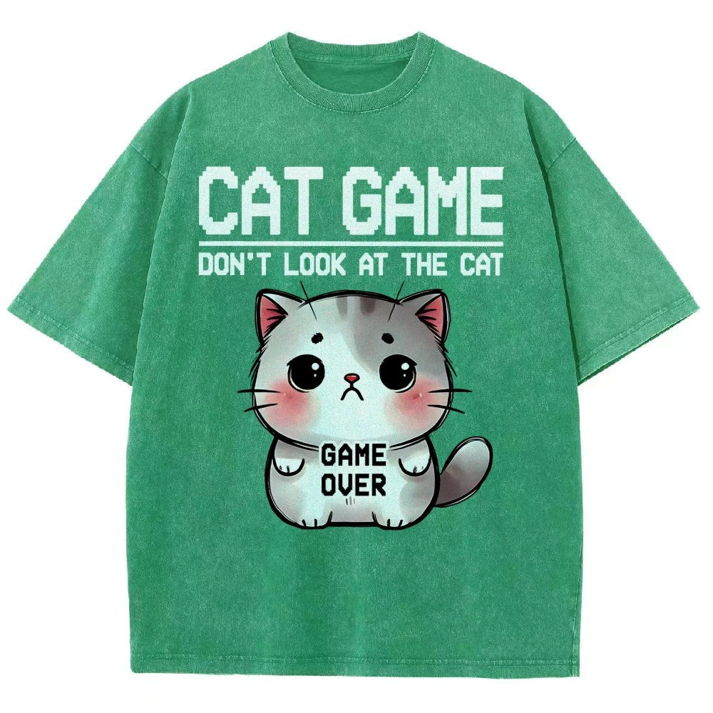 Funny Cat Game-Game Over Vintage Distressed T-shirt