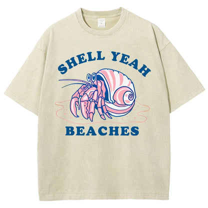 Shell Yeah Beaches Vintage Distressed T-shirt