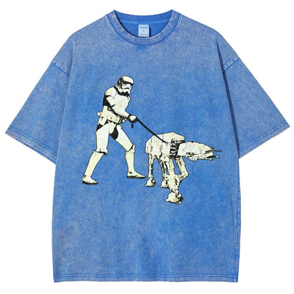 Empire Robot Dog-Planet Battles Vintage Distressed T-shirt