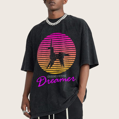 Cyberpunk Dreamer Vintage Distressed T-shirt