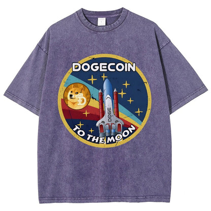 Dogecoin To The Moon DOGE Vintage Distressed T-shirt