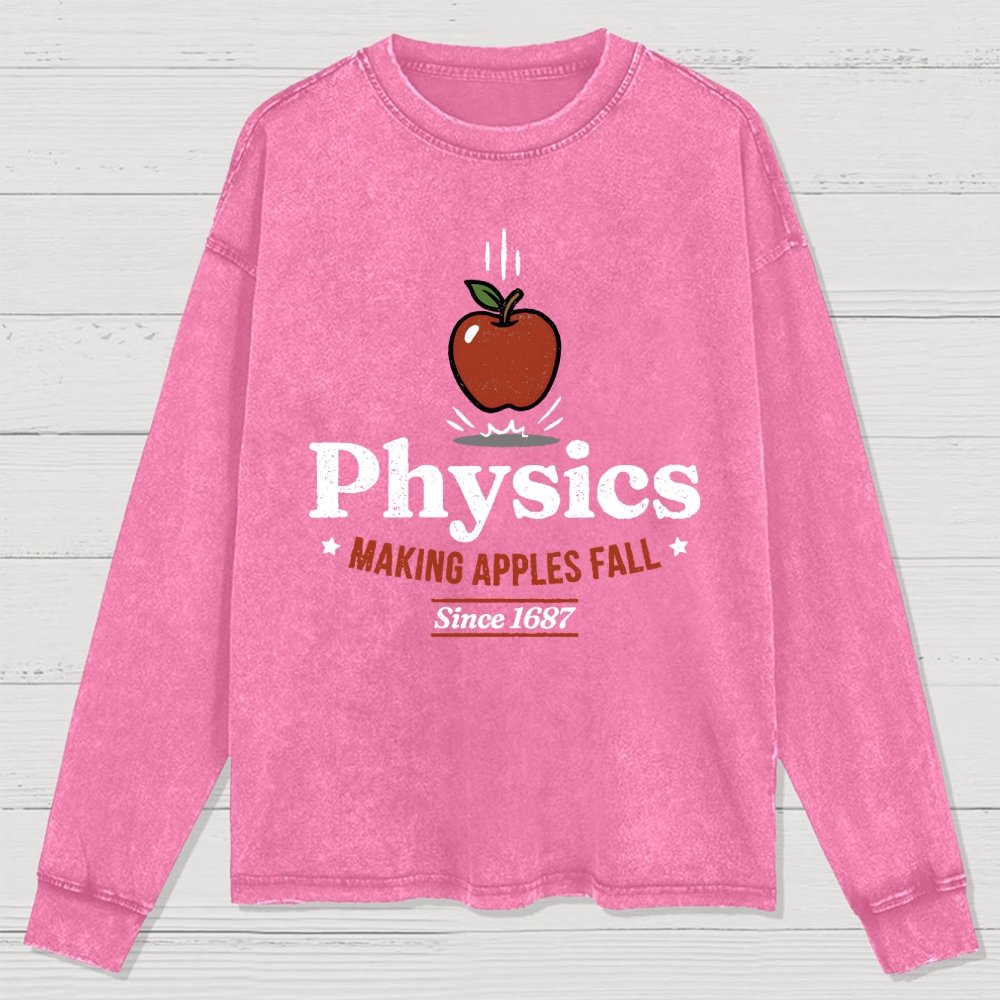 Apple Meets Physics Washed Long Sleeve Tee