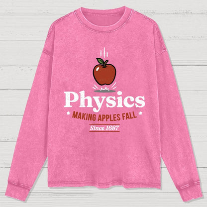 Apple Meets Physics Washed Long Sleeve Tee