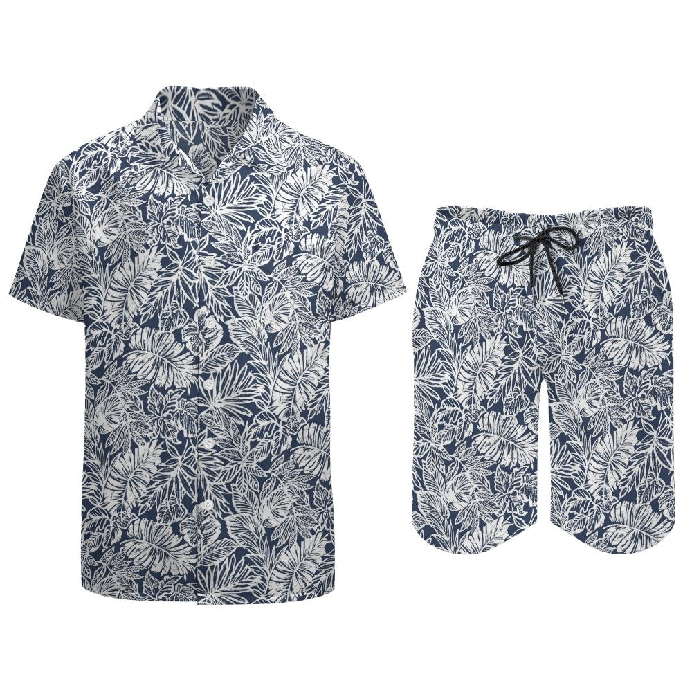 Leaf Print Hawaiian Shirt Set