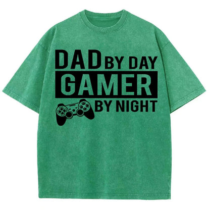 Dad By Day Gamer By Night Vintage Distressed T-shirt