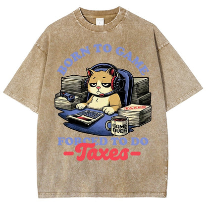 Cat Gamer Taxes Vintage Distressed T-shirt