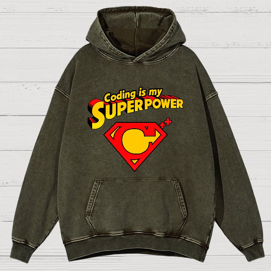 Coding Is My Superpower Vintage Distressed Hoodie