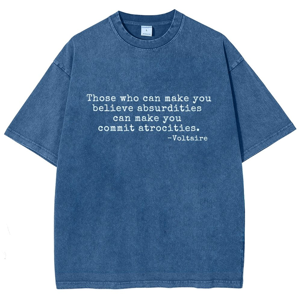 Voltaire Quote: Anti-Violence Politics Vintage Distressed T-shirt 2602000182