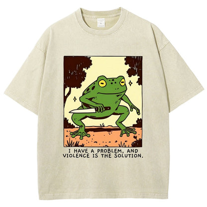 Frog Violence Vintage Distressed T-shirt