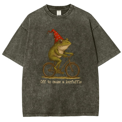 Off to Cause a Kerfuffle Frog Vintage Distressed T-shirt