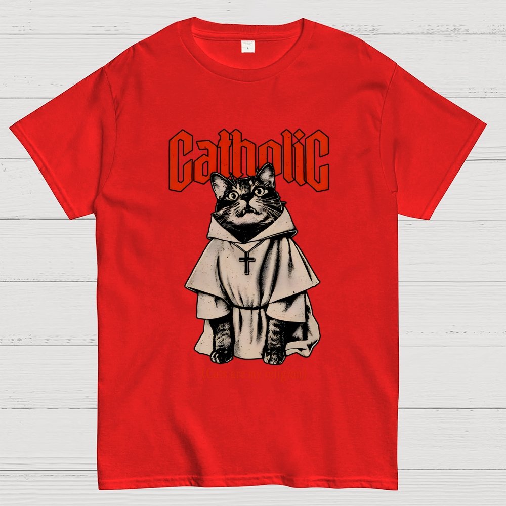 Catholic (Cats Are My Religion) Geek T-Shirt