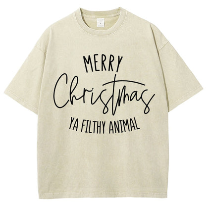 Merry Christmas Ya Filthy Animal Vintage Distressed T-shirt