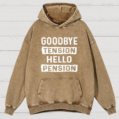 Funny Retirement Goodbye Tension Hello Pension Vintage Distressed Hoodie
