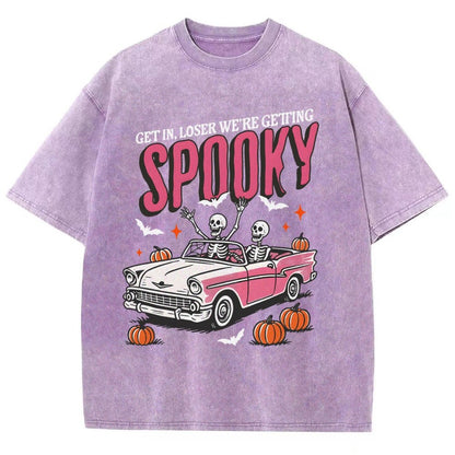 Get In Loser We're Getting Spooky Halloween Vintage Distressed T-shirt