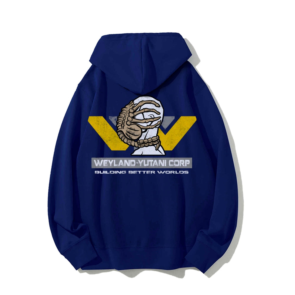 Mysterious Creatures Building Better Worlds Printed Back Unisex Cotton Hoodie