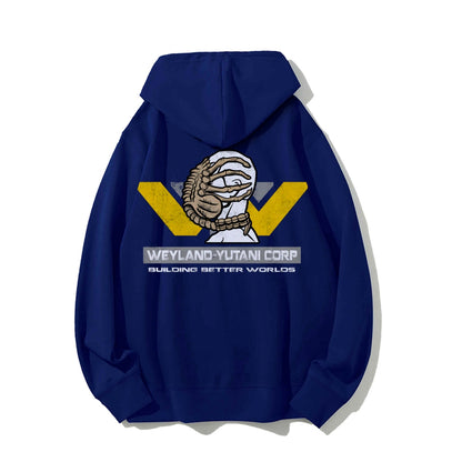 Mysterious Creatures Building Better Worlds Printed Back Unisex Cotton Hoodie