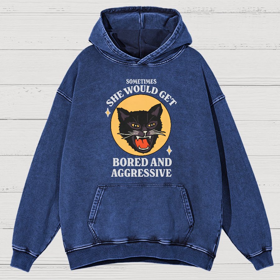 Angry Cat Funny Vintage Distressed Hoodie