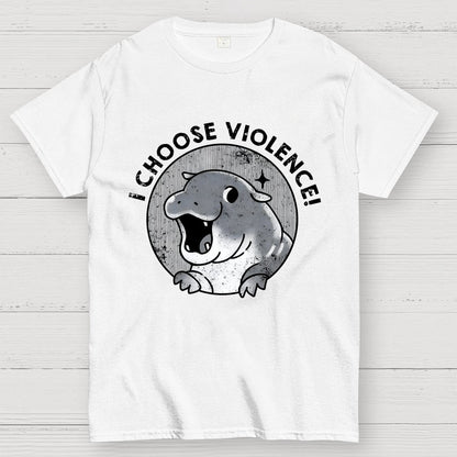 I Choose Violence Cute Hippo Geek T-Shirt