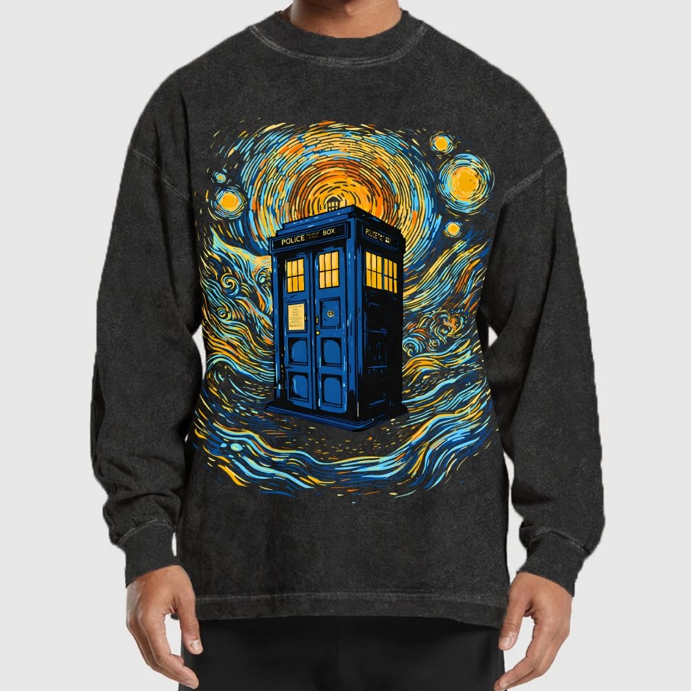 Starry Sky Phone Booth Washed Long Sleeve Tee