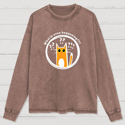 What Is Even Happening Washed Long Sleeve Tee