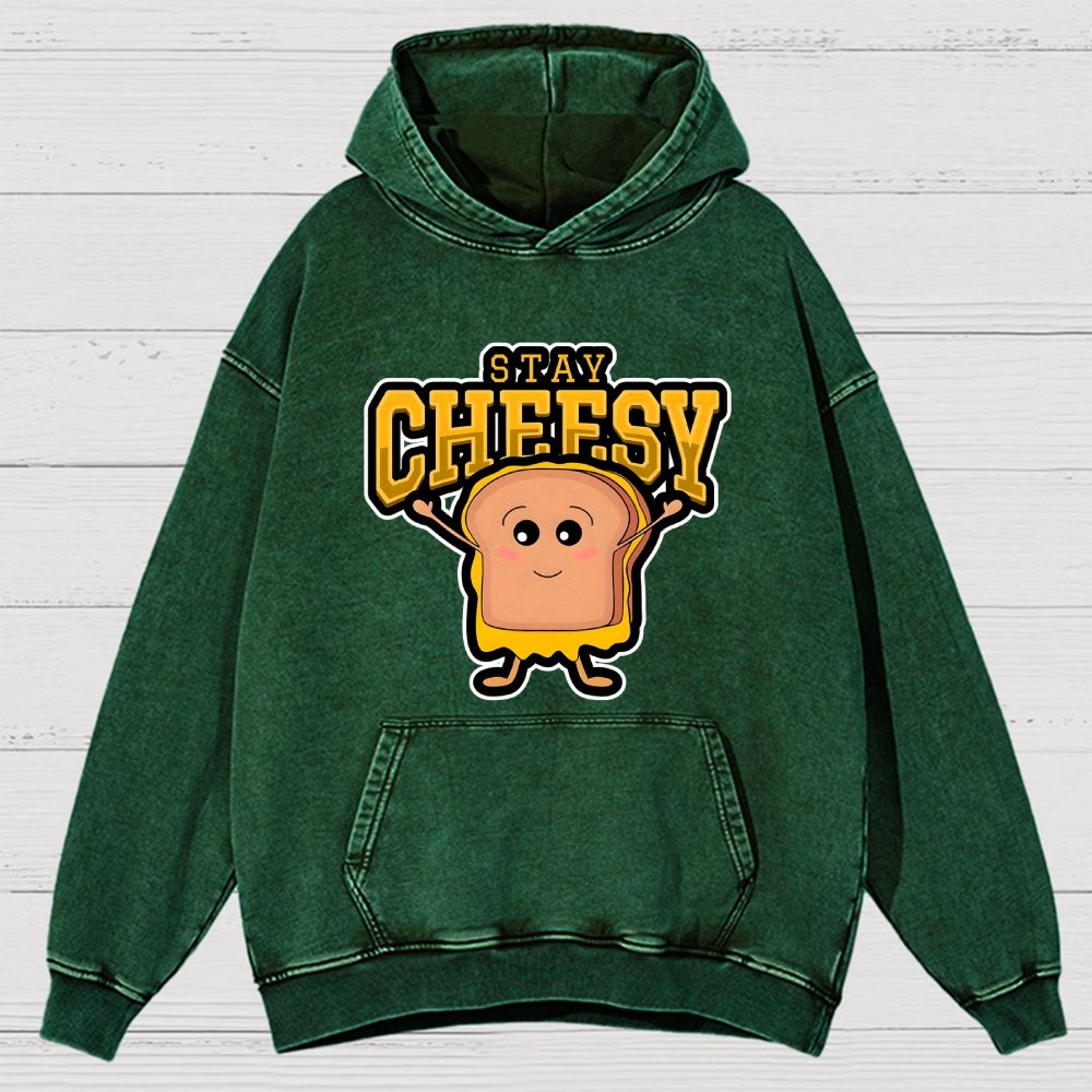 Sandwich Stay Cheesy Vintage Distressed Hoodie