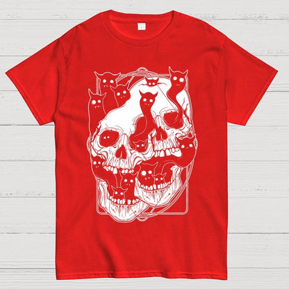 Cat Ghost Double Skull Unisex Geek T-Shirt