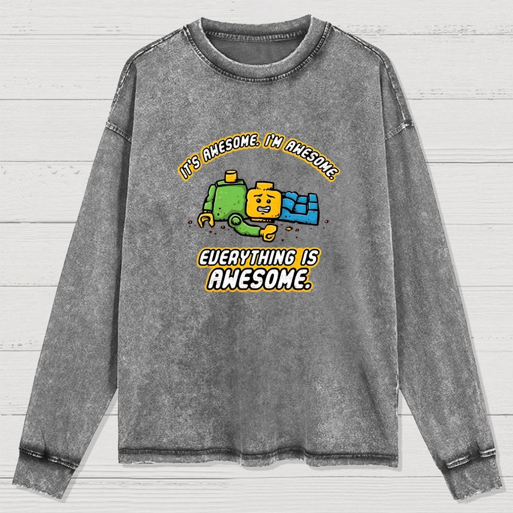 Everything Is Awesome Washed Long Sleeve Tee