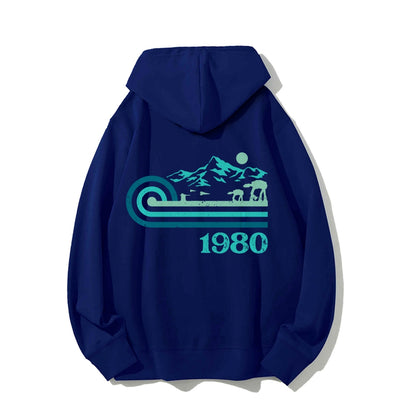 Retro Vintage Base Printed Back Unisex Cotton Hoodie