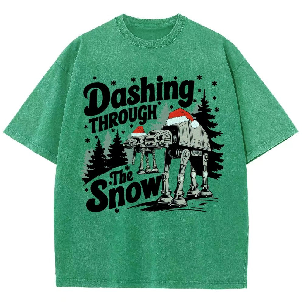 Empire Robot Dog Crosses the Snow Christmas Vintage Distressed T-shirt