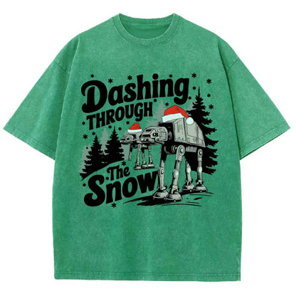Empire Robot Dog Crosses the Snow Christmas Vintage Distressed T-shirt