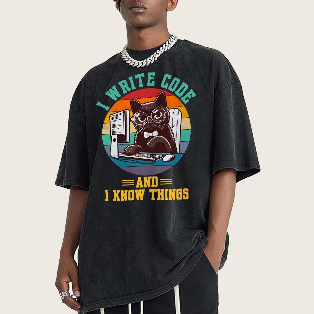 I Write Code And I Know Thing Vintage Distressed T-shirt