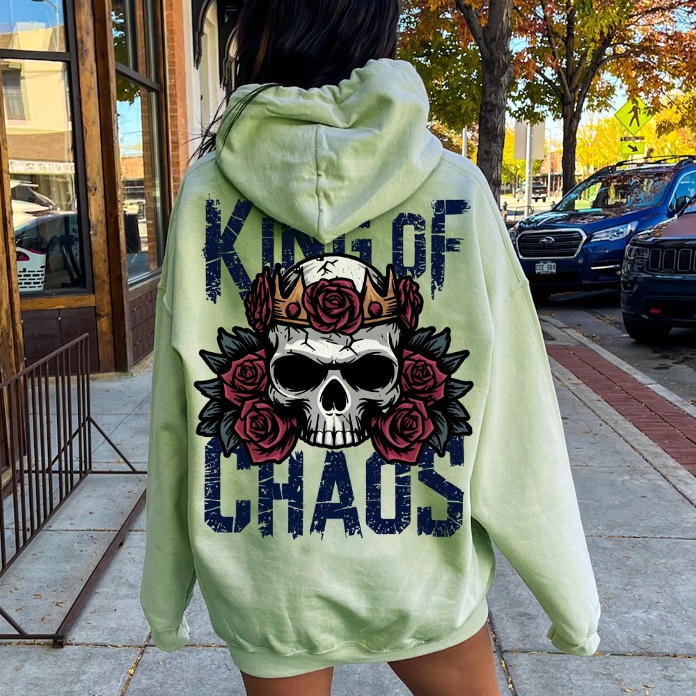 King Of Chaos Printed Back Cotton Hoodie