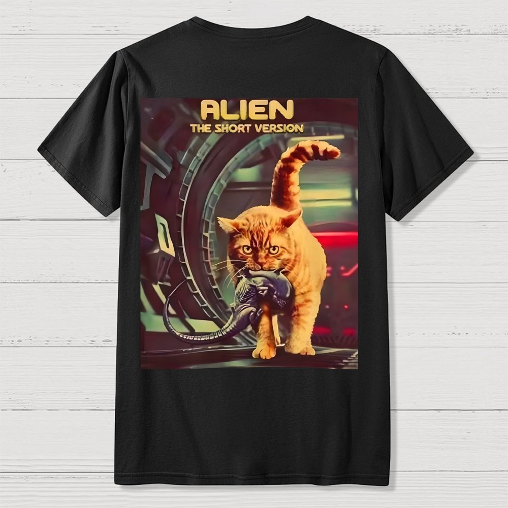 Mystery Cat Heavy Back-printed Geek T-shirt