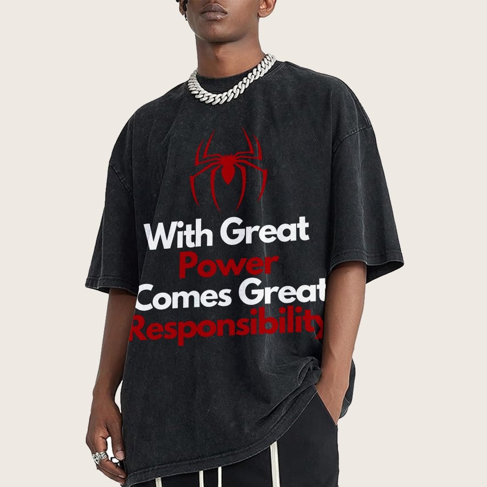 With Great Power Comes Great Responsibility Vintage Distressed T-shirt