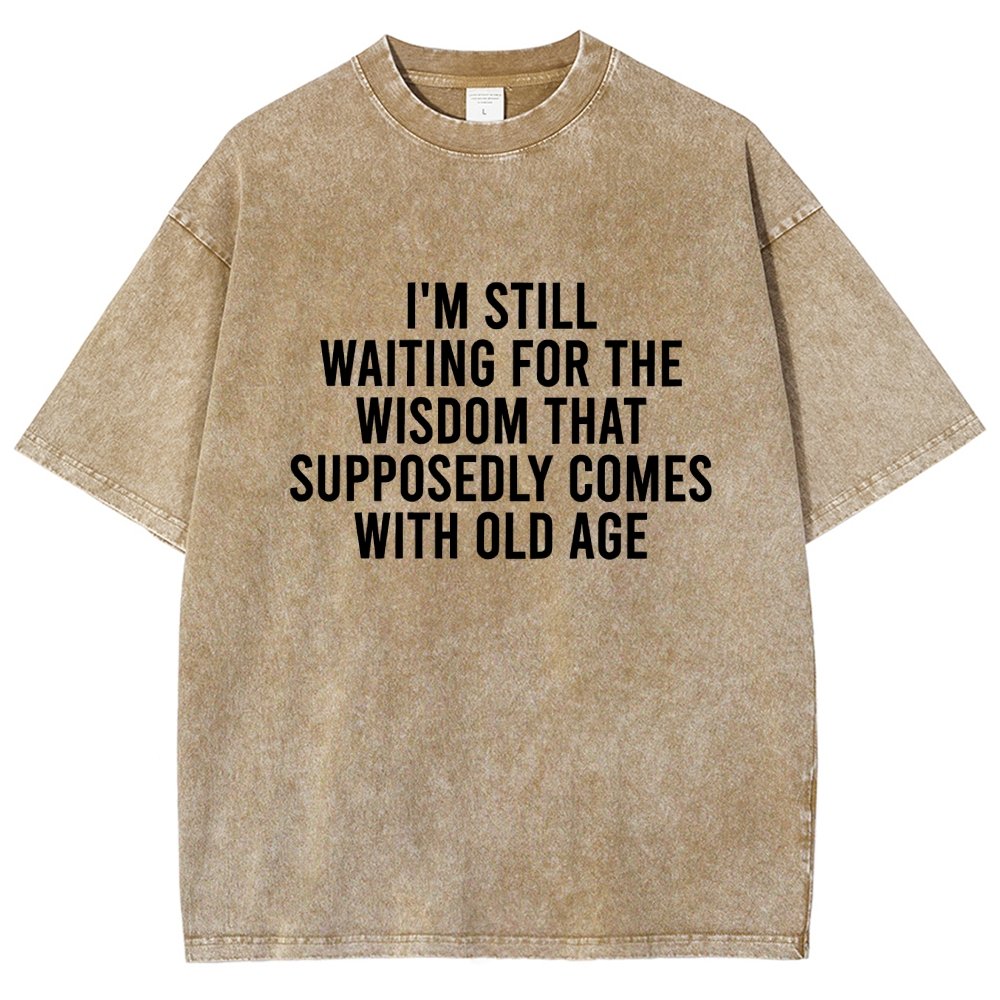 I'm Still Waiting For The Wisdom. That Supposedly Come With Old Age Vintage Distressed T-shirt