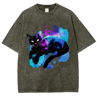 Space Cat Vintage Distressed T-shirt