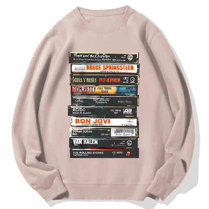 Vintage Rock Cassettes Geek Cotton Sweatshirt